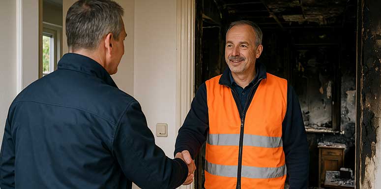 Stichting Salvage na brand in ontmoeting met een schade-expert